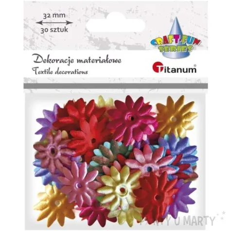 ozdoba materialowa kwiatki mix titanum 32 mm 30 szt