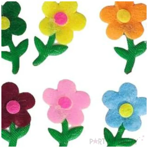 ozdoba materialowa kwiatki z lodygami mix titanum 20x35 mm 20 szt