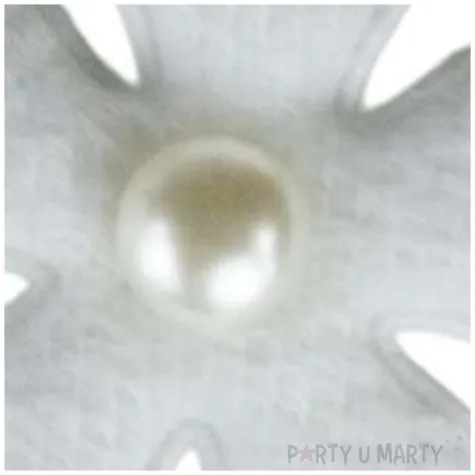 ozdoba materialowa kwiaty z perelka bialy 15 szt