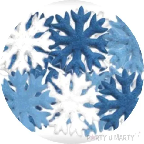 ozdoba materialowa platki sniegu mix niebieski titanum 35 mm 15 szt
