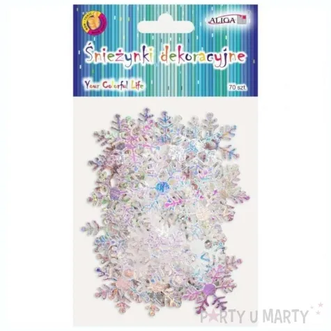 ozdoba materialowa platki sniegu sniezynki holograficzne aliga 30 mm 70 szt