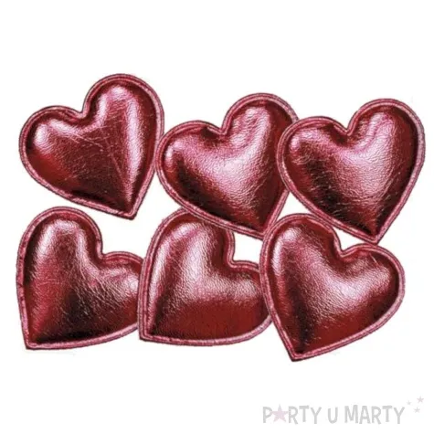 ozdoba materialowa serca marszczone czerwona titanum 6 szt