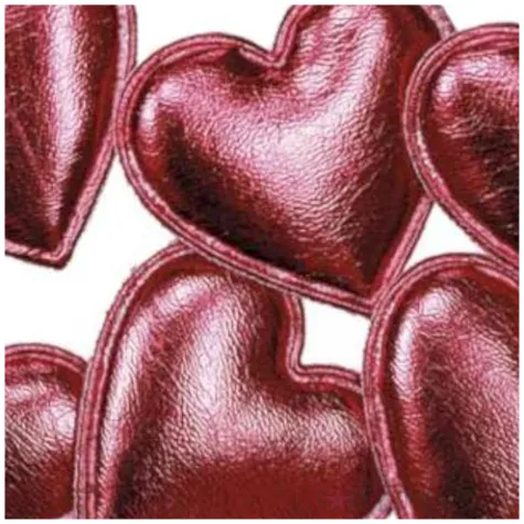 ozdoba materialowa serca marszczone czerwona titanum 6 szt