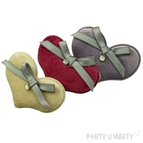 ozdoba materialowa serca z kokarda mix titanum 3 szt