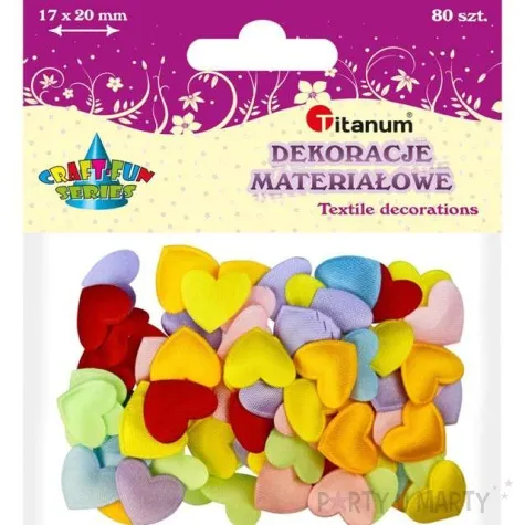 ozdoba materialowa serduszko materialowe mix titanum 80 szt