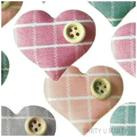 ozdoba materialowa serduszko z guzikiem pastel mix titanum 10 szt