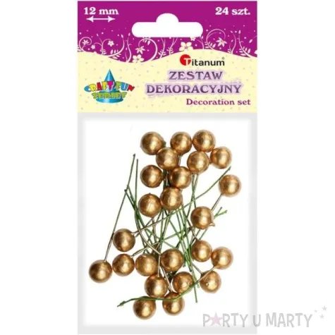 ozdoba na piku kuleczki zloty titanum 24 szt