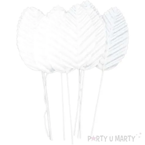 ozdoba na piku liscie bialy titanum 10 szt