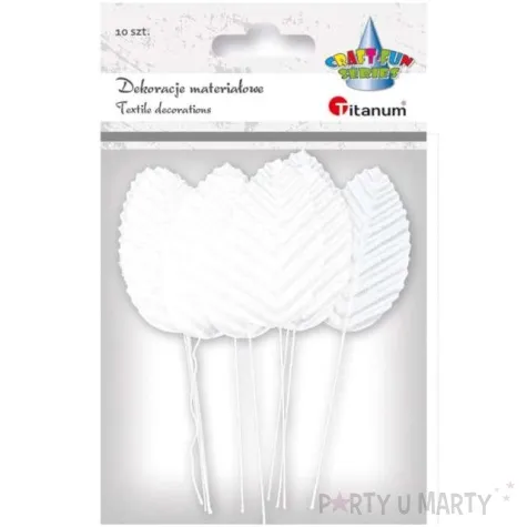 ozdoba na piku liscie bialy titanum 10 szt