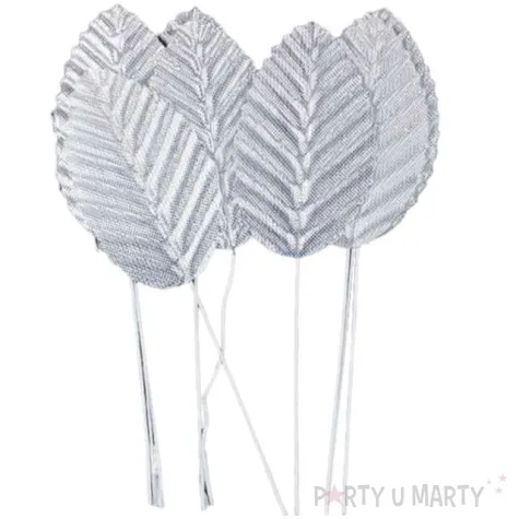 ozdoba na piku liscie srebrny titanum 10 szt