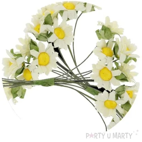 ozdoba papierowa rumianek na druciku titanum 16 szt