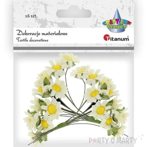 ozdoba papierowa rumianek na druciku titanum 16 szt