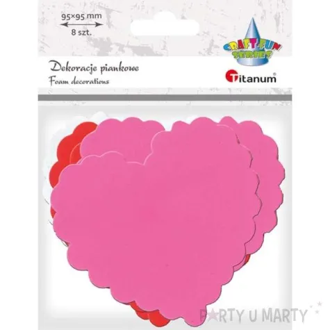 ozdoba piankowa serca xl mix titanum 9 5 x 9 5 cm 8 szt