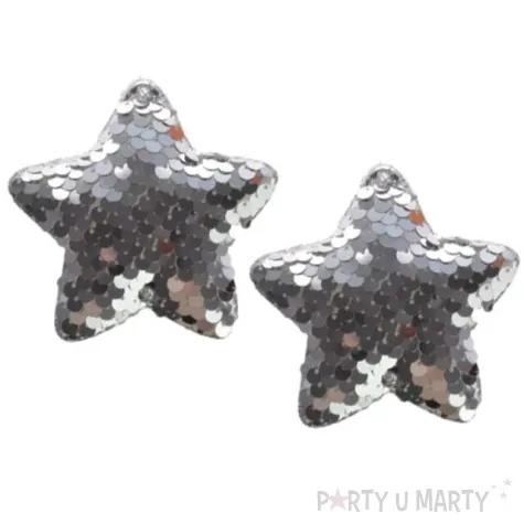 ozdoby choinkowe cekinowe gwiazdki srebrne arpex 8 cm 2 szt