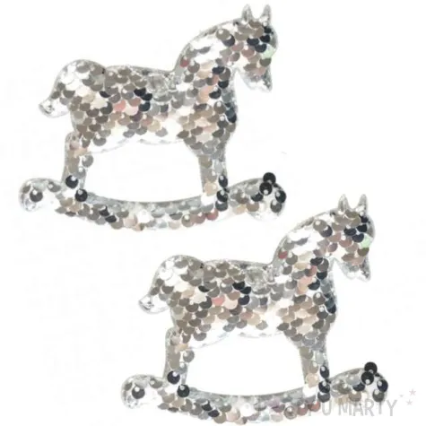 ozdoby choinkowe cekinowe koniki srebrne arpex 9 5 cm 2 szt