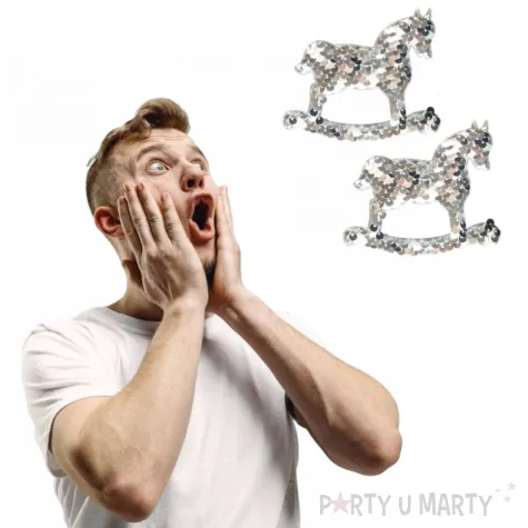 ozdoby choinkowe cekinowe koniki srebrne arpex 9 5 cm 2 szt