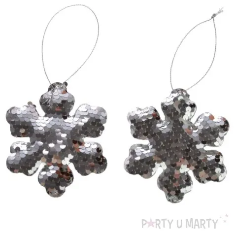 ozdoby choinkowe cekinowe sniezynki srebrne arpex 10 cm 2 szt