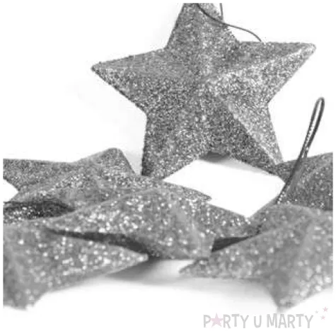 ozdoby choinkowe gwiazdki brokatowe srebrny arpex 6 szt