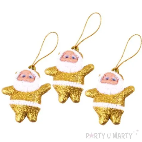 ozdoby choinkowe mikolaje brokat zlote arpex 5 cm 3 szt