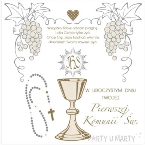 pamiatka i komunia sw hostia i rozaniec pol maki 15x15 cm