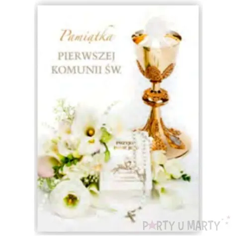 pamiatka i komunia sw kielich i ksiazeczka pol maki 17x12 cm
