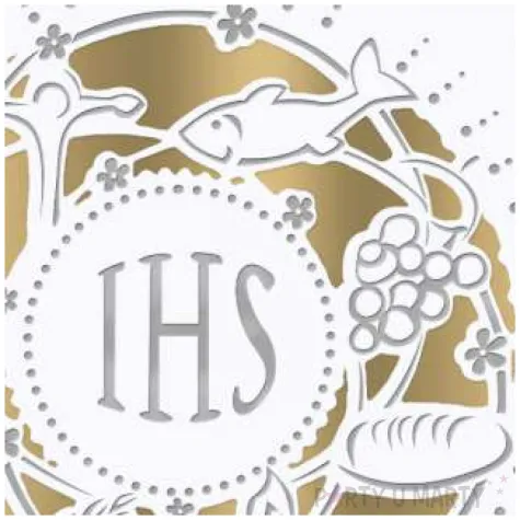 pamiatka komunia swieta ihs symbole biala paw 15 4 x 15 4 cm
