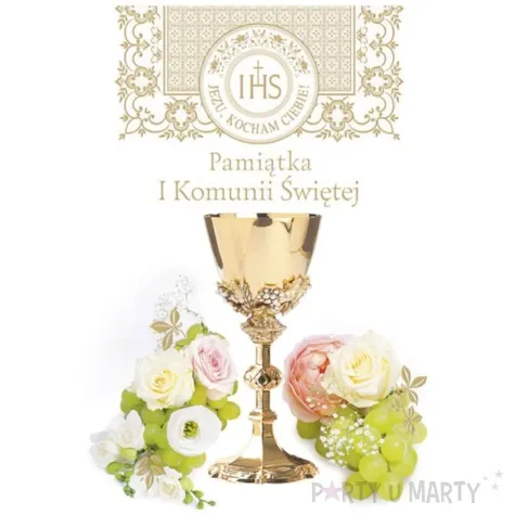 pamiatka komunia swieta kielich i kwiaty przestrzenna pol maki 14x19cm