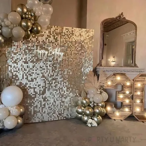 panel dekoracyjny cekinowy czarne tlo zaczep szampanski godan 30x30 cm