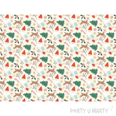 papier do pakowania choinki renifery i swiety mikolaj partydeco 70x200 cm