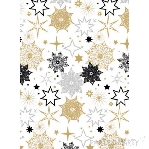 papier do pakowania platki sniegu zlote maki 70x200 cm
