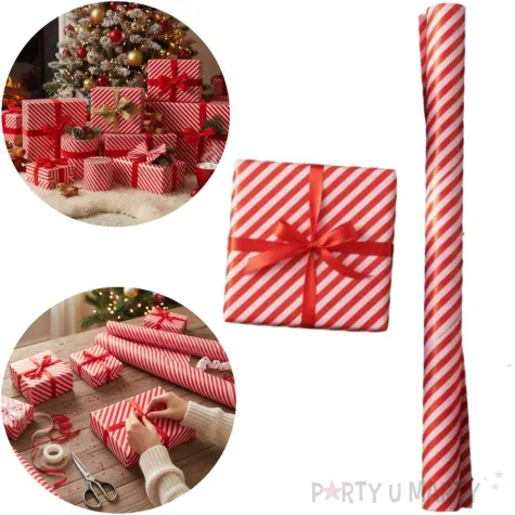 papier do pakowania swiateczne paski partydeco 70x200 cm