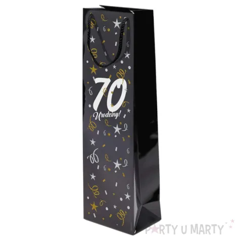 papierowa torba prezentowa na wino butelke alkohol 70 urodziny glamour 40x11x9 cm