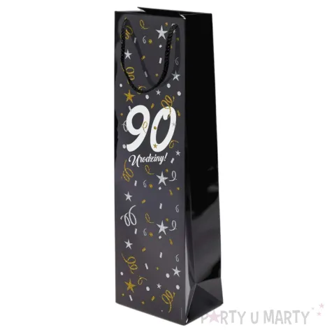 papierowa torba prezentowa na wino butelke alkohol 90 urodziny glamour 40x11x9 cm