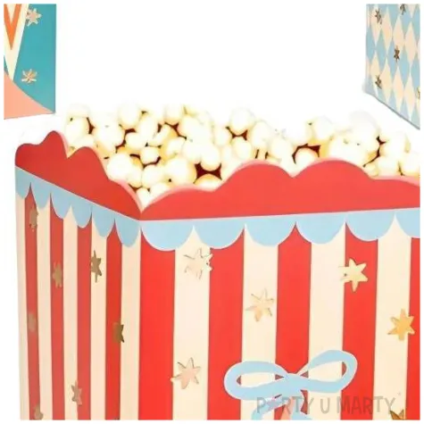 papierowe pudelka na popcorn cyrk opakowanie na slodycze przekaski 6 szt
