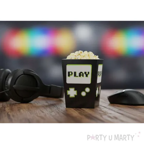 papierowe pudelka na popcorn do kina na urodziny gracza retro konsola gaming 6 szt