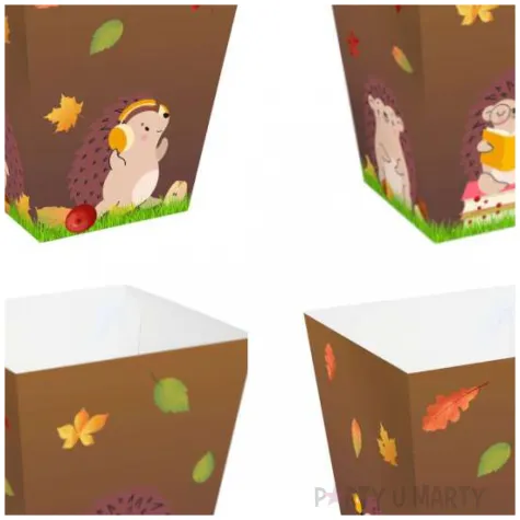 papierowe pudelka na popcorn dzien jeza jesien do szkoly przedszkola 4 szt