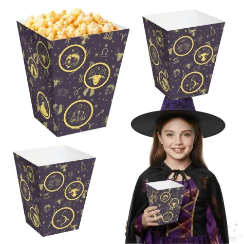 papierowe pudelka na popcorn na halloween andrzejki astro zodaik 4 szt