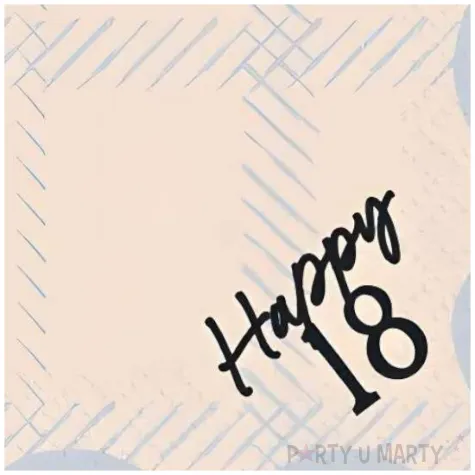 papierowe serwetki jednorazowe dekoracja na 18 urodziny happy 18 falbanki kremowe 33 cm 12 szt