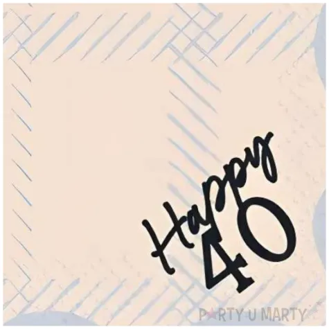 papierowe serwetki jednorazowe dekoracja na 40 urodziny happy 40 falbanki kremowe 33 cm 12 szt