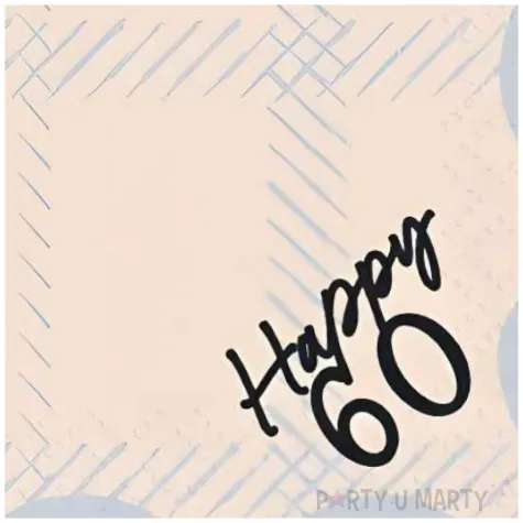 papierowe serwetki jednorazowe dekoracja na 60 urodziny happy 60 falbanki kremowe 33 cm 12 szt