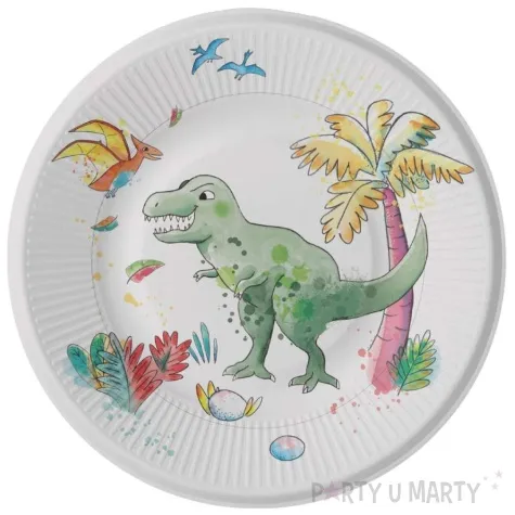 papierowe talerzyki dinozaury t rex ptitclown 23 cm 8 szt