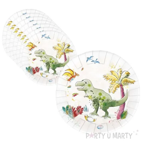 papierowe talerzyki dinozaury t rex ptitclown 23 cm 8 szt