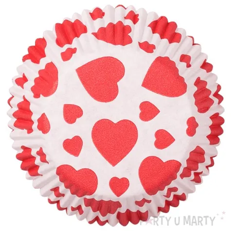 papilotki na muffinki czerwone serduszka bialy demmler 60 szt