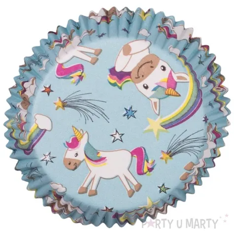 papilotki na muffinki jednorozec niebieski demmler 60 szt