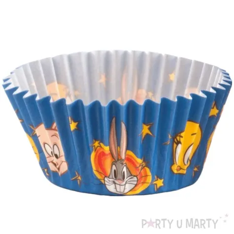 papilotki na muffinki looney tunes dekora niebieskie 50 szt