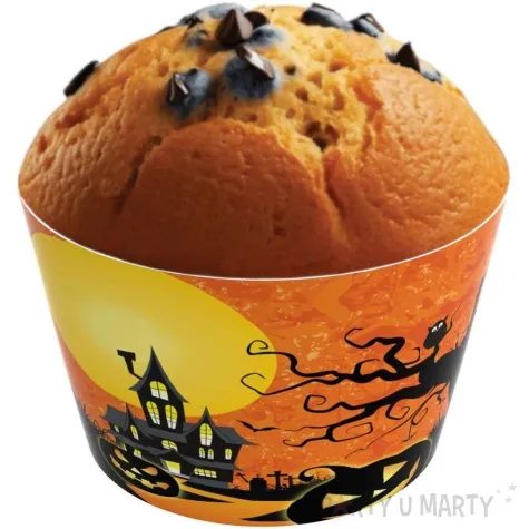 papilotki na muffinki nawiedzony dom halloween pomaranczowy congee 6 szt