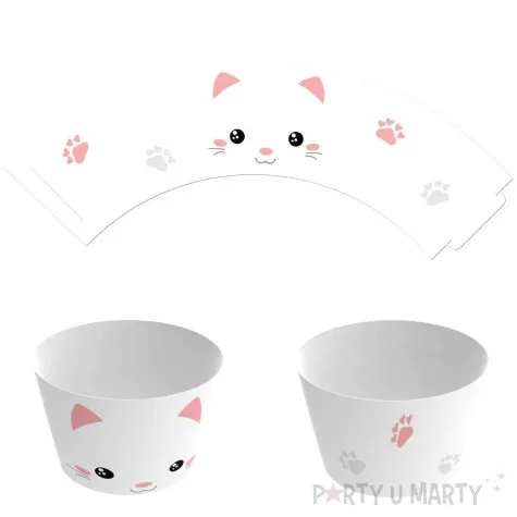 papilotki na muffinki slodki kotek bialy rozowy congee 6 szt