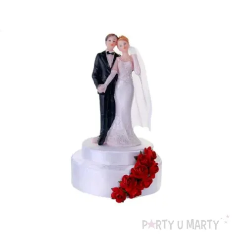 para mloda na tort 16 cm bialo bordowa 1 szt