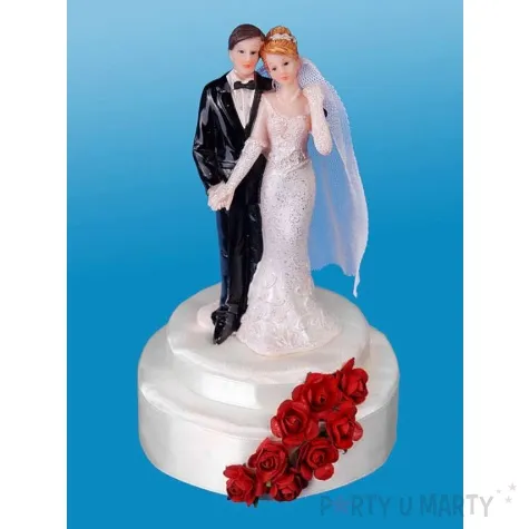 para mloda na tort 16 cm bialo bordowa 1 szt