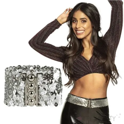 pasek party cekinowy srebrny 60x5 cm boland